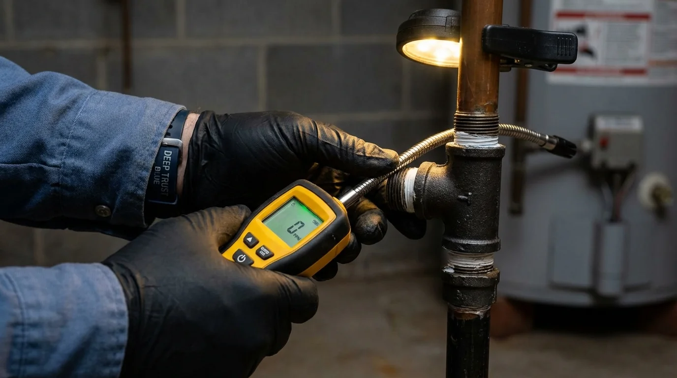 Gas leak detection with electronic sniffer by Johns Plumbing LLC in Renton